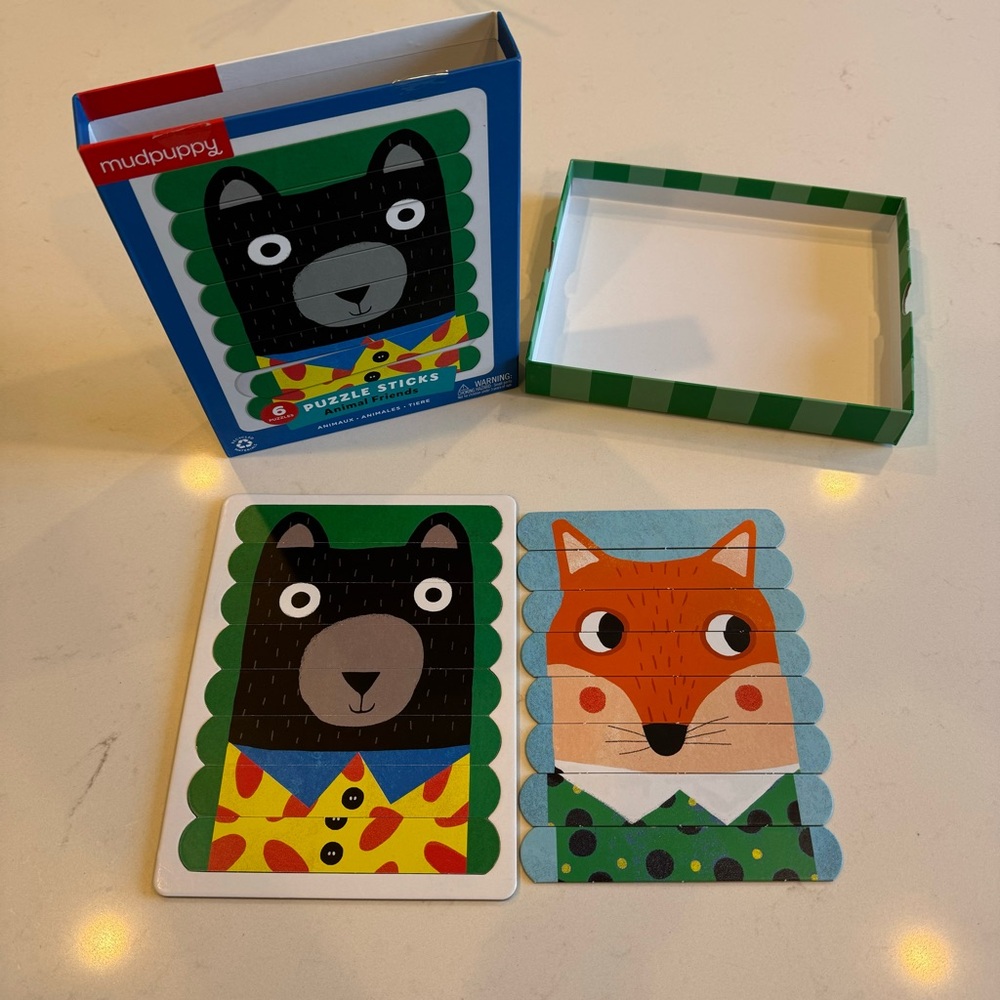Mudpuppy Puzzle Sticks - Colorful Animal Faces